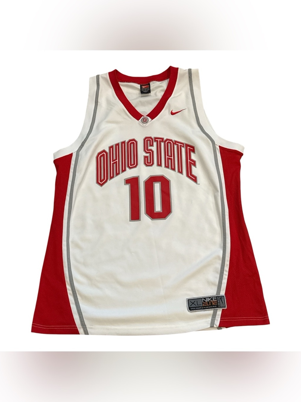 Vintage Nike Elite Ohio State Buckeyes NCAA White Red Basketball Jersey Mens XL